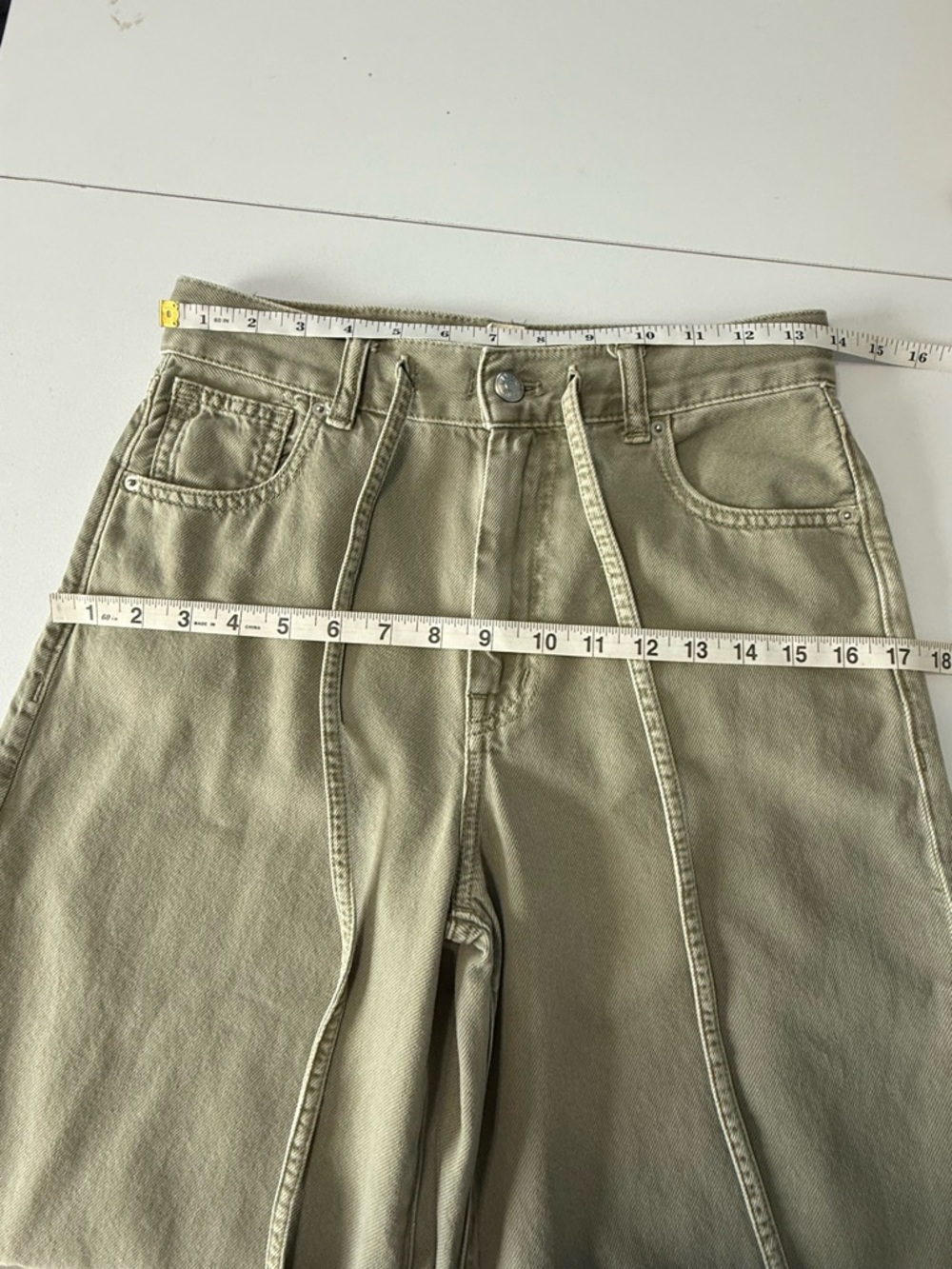 Madewell Super Wide Leg Jeans High Rise Drawstring Airy Size 24 In Sagebrush - Picture 13 of 16